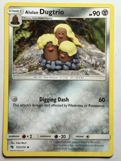Alolan Dugtrio SM - Lost Thunder 123/214 Yuka Morii MP-LP Pokemon Card - Image 1