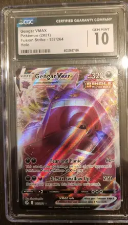Pokemon TCG Fusion Strike Gengar VMAX Card 157/264 CGC 10 Graded - Image 1