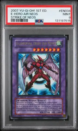 2007 YU-GI-OH! STON-STRIKE OF NEOS 1ST ED #EN034 ELEMENTAL HERO AIR NEOS PSA 9 - Image 1