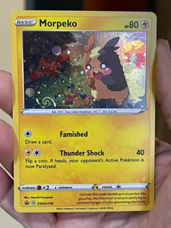 POKEMON MORPEKO SWSH116 PROMO BLACK STAR COSMOS HOLO WITH HD SWIRL NM CARD PICS - Image 1