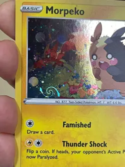 POKEMON MORPEKO SWSH116 PROMO BLACK STAR COSMOS HOLO WITH HD SWIRL NM CARD PICS - Image 3