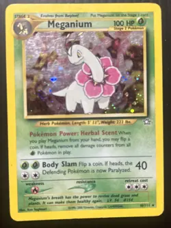 Meganium 10/111 Unlimited - Holo Rare Pokemon Card - Neo Genesis - LP - Image 1