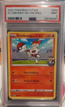 Pokemon Card PSA 9 Scorbunny on the Ball 004/005 FA Soccer Futsal Promo 2020 - Image 1