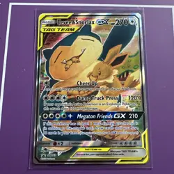 Pokemon Eevee & Snorlax GX SM169 SM Promo TAG TEAM Holo Basic 270HP Card - Image 1