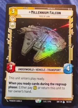 Star Wars Unlimited Spark of Rebellion Millennium Falcon FOIL Legendary Card - Image 1