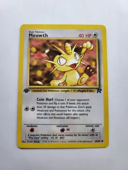 Meowth 62/82 - 1st Edition Team Rocket Vintage Pokemon Card - NM - Image 1