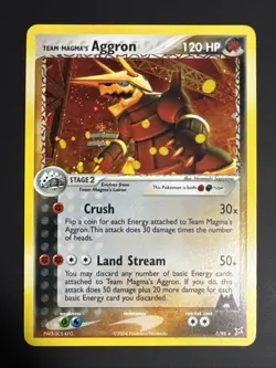 Pokemon TCG Team Magma's Aggron Holo Rare 7/95 Team Magma vs Team Aqua W/ Swirl - Image 1