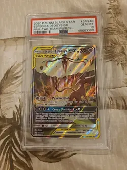 Pokemon Espeon & Deoxys GX SM240 Sun And Moon Holo Black Star Promo Psa 10 - Image 1