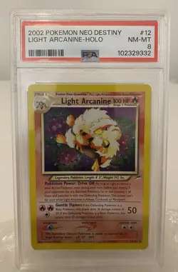 Pokemon TCG Neo Destiny Light Arcanine PSA 8 SWIRL - Image 1