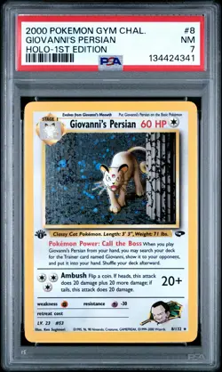 2000 POKEMON GYM CHALLENGE HOLO-1ST ED #8 GIOVANNI'S PERSIAN PSA 7 - Image 1