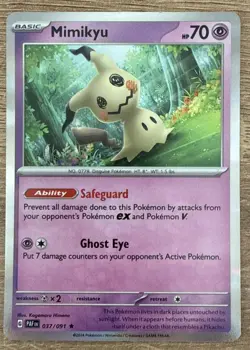 Pokemon TCG Mimikyu Paldean Fates 037/091 Holo Rare NM - Image 1