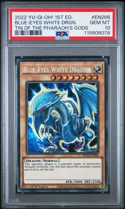 2022 YU-GI-OH! TIN OF THE PHARAOH'S GODS 1ST ED BLUE-EYES WHITE DRAGON PSA 10 - Image 1