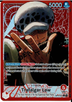 One Piece TCG Trafalgar Law OP14-001 Alternate Art Foil - Azure Sea’s Seven NM - Image 1