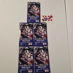 5x One Piece OP14 - THE AZURE SEA’S SEVEN - Sleeved Blister Booster Packs Lot - Image 1
