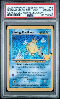 PSA 10 GEM MINT Shining Magikarp Celebrations Classic Collection Pokemon Card - Image 1