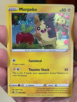 POKEMON MORPEKO SWSH031 PROMO BLACK STAR COSMOS HOLOFOIL WITH HD SWIRL NM CARD - Image 1