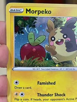 POKEMON MORPEKO SWSH031 PROMO BLACK STAR COSMOS HOLOFOIL WITH HD SWIRL NM CARD - Image 3