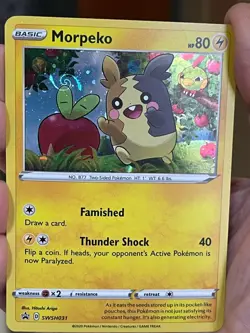 POKEMON MORPEKO SWSH031 PROMO BLACK STAR COSMOS HOLOFOIL WITH HD SWIRL NM CARD - Image 5