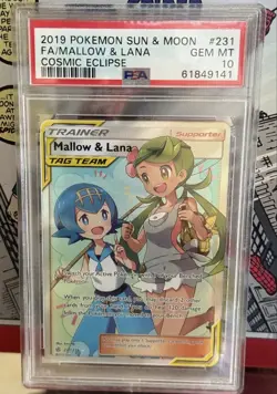 Mallow & Lana Ultra Rare Pokemon Sun & Moon Cosmic Eclipse PSA 10 GEM MT English - Image 1