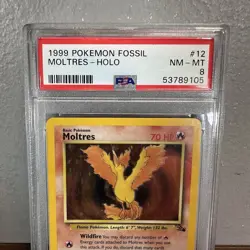 1999 Pokemon Fossil Unlimited Moltres Holo #12 12/62 Rare PSA 8 NM-MT - Image 2