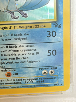 1999 Pokemon Fossil Articuno Holo PSA 8 - Image 4