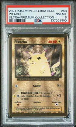 2021 POKEMON CELEBRATIONS ULTRA-PREM COLL #58 PIKACHU PSA 8 - Image 1