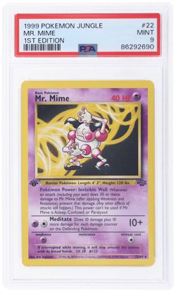 1999 Pokemon Jungle Mr. Mime 1st Edition #22 PSA 9 - Image 1