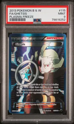 2013 POKEMON B&W PLASMA FREEZE #115 FULL ART/GHETSIS PSA 9 - Image 1