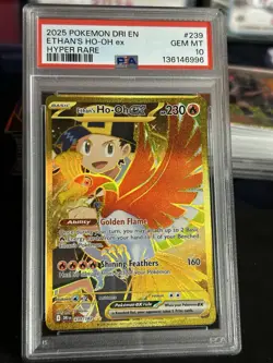 2025 POKEMON DRI EN-DESTINED RIVALS HYPER RARE #239 ETHAN'S HO-OH EX PSA 10 - Image 1