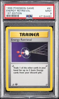 1999 POKEMON BASE SET 1ST EDITION #81 ENERGY RETRIEVAL PSA 9 - Image 1