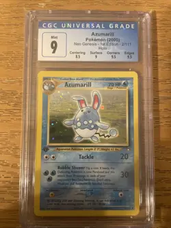 Pokemon TCG Azumarill 1st Edition Neo Genesis Holo CGC 9 with subgrades. - Image 1