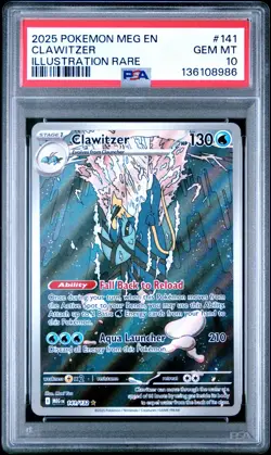 2025 POKEMON MEG EN-MEGA EVOLUTION ILLUSTRATION RARE #141 CLAWITZER PSA 10 - Image 1
