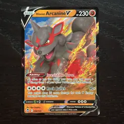 Hisuian Arcanine V 090/195 Pokemon Silver Tempest SWSH Ultra Rare Holo Card NM - Image 1