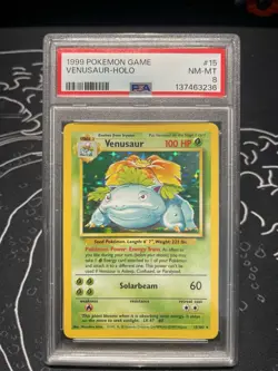 Pokemon TCG Venusaur Holo Unlimited Rare Card Base Set PSA 8 (15/102) - Image 2