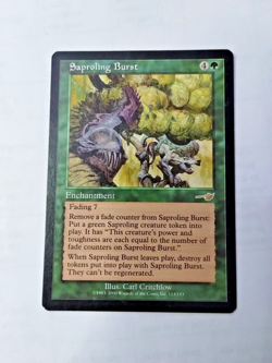 MTG Saproling Burst Nemesis 113/143 Regular Rare - Bit of Edge Wear - 2 sides - Image 1