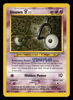 Unown V 89/105 Common Neo Destiny WOTC Pokemon LP - Image 1