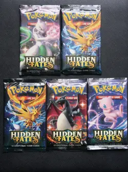 5x Pokemon Sun & Moon Hidden Fates Booster Packs (Factory Sealed) - Image 1
