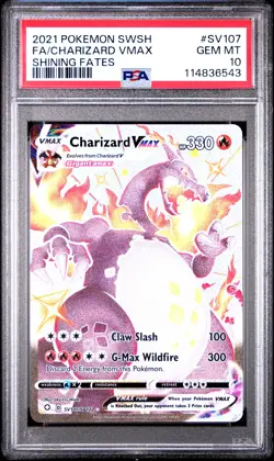 2021 POKEMON SWORD & SHIELD SHINING FATES #SV107 FULL ART/CHARIZARD VMAX PSA 10 - Image 1