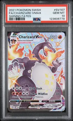 2021 POKEMON SWORD & SHIELD SHINING FATES #SV107 FULL ART/CHARIZARD VMAX PSA 10 - Image 1