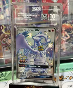 2019 POKEMON SUN & MOON HIDDEN FATES #SV51 FULL ART/RESHIRAM GX TAG 10 ENGLISH - Image 1