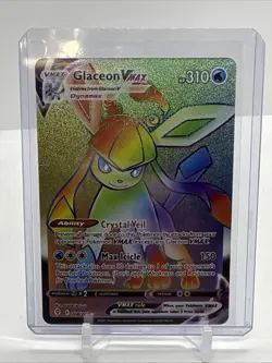 Pokemon TCG Glaceon VMAX 208/203 Rainbow Secret Rare Evolving Skies SWSH NM - Image 1