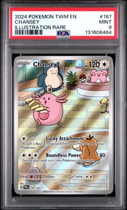 2024 POKEMON TWILIGHT MASQUERADE #187/167 CHANSEY ILLUSTRATION RARE PSA 9 - Image 1