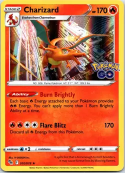 Charizard Holo Rare Pokemon GO 010/078 NM - Image 1
