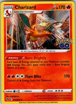 Charizard Holo Rare Pokemon GO 010/078 NM - Image 1