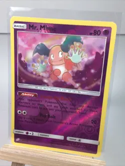 Pokemon TCG Team Up Mr. Mime Reverse Holo Rare #66/181 Sun Moon Pack Fresh - Image 2