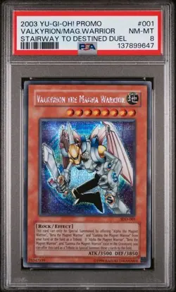 2003 Yu-Gi-Oh! Valkyrion the Magna Warrior SDD-001 Secret Rare Promo PSA 8 - Image 1