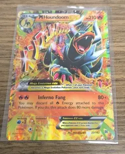 Pokemon TCG Mega-Houndoom-EX Holo Rare Card Breakthrough 22/162 LP - Image 1