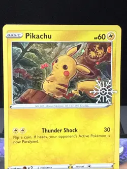 Pokemon Card Pikachu SWSH153 Advent Holiday Promo Snowflake Stamp NM - Image 2