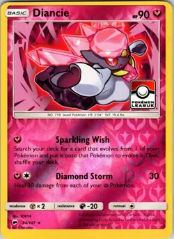 Diancie - 94/147 League & Championship Cards Pokemon TCG NM Reverse Holo - Image 1