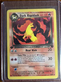 [LP+/NM] 2000 Pokemon Team Rocket Dark Rapidash 1st Edition #44/82 Uncommon - Image 1